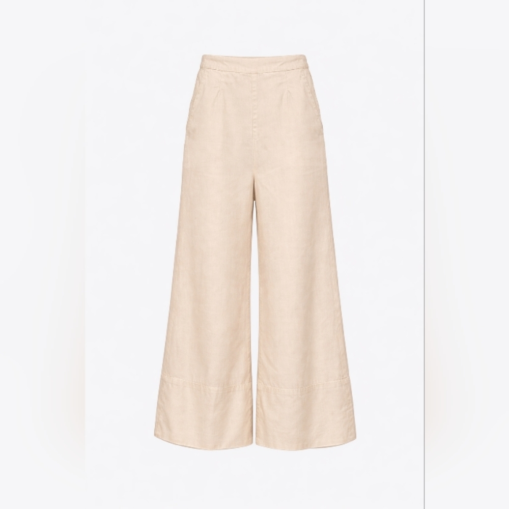 Pinko Denim Palazzo Trousers Wide Leg Size XS Beige